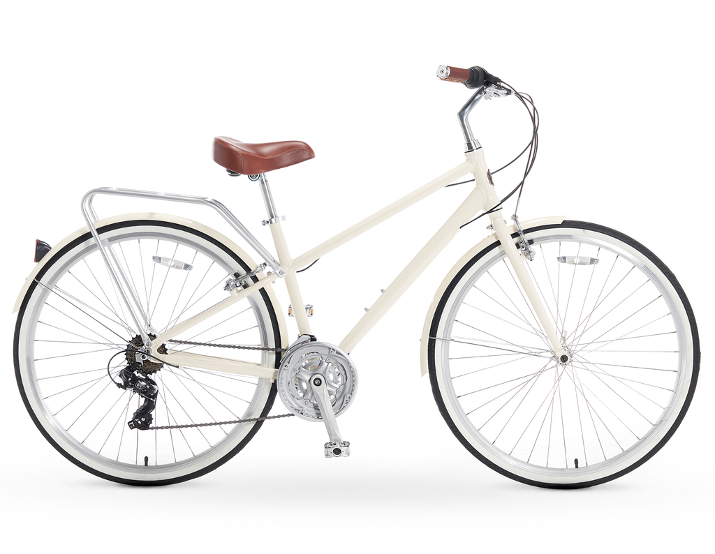 A O Maya 21 Speed Hybrid Commuter Bicycle White