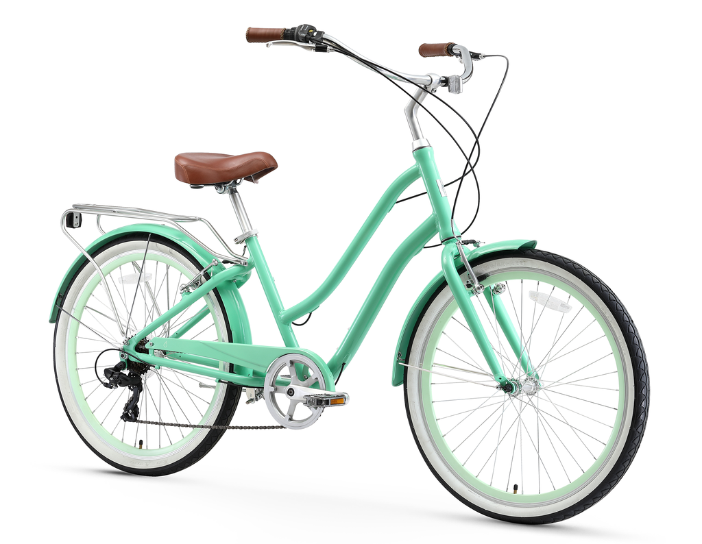 Sixthreezero Women s 26 Inch 7 Speed Step Through Hybrid Bicycle Cruiser Beachbikes