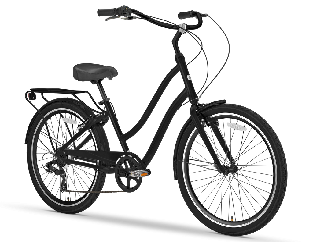 Sixthreezero Men s 26 Inch 7 Speed Cruiser Bicycle Matte Black Beachbikes